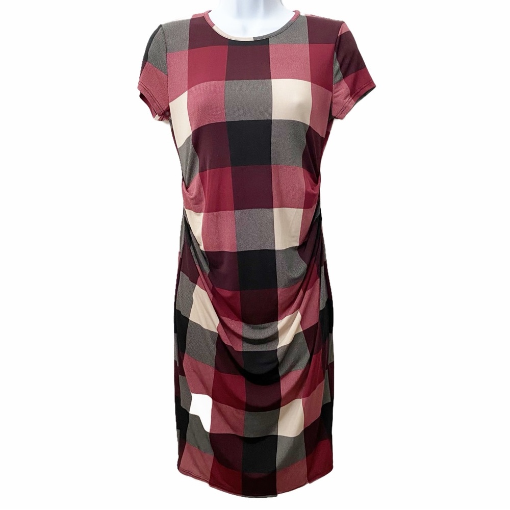 My Bump, Checked Ruched Pencil Dress